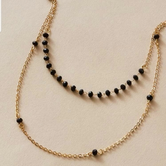 *Virginia* Layered Black Stone Necklace - Picture 4 of 4